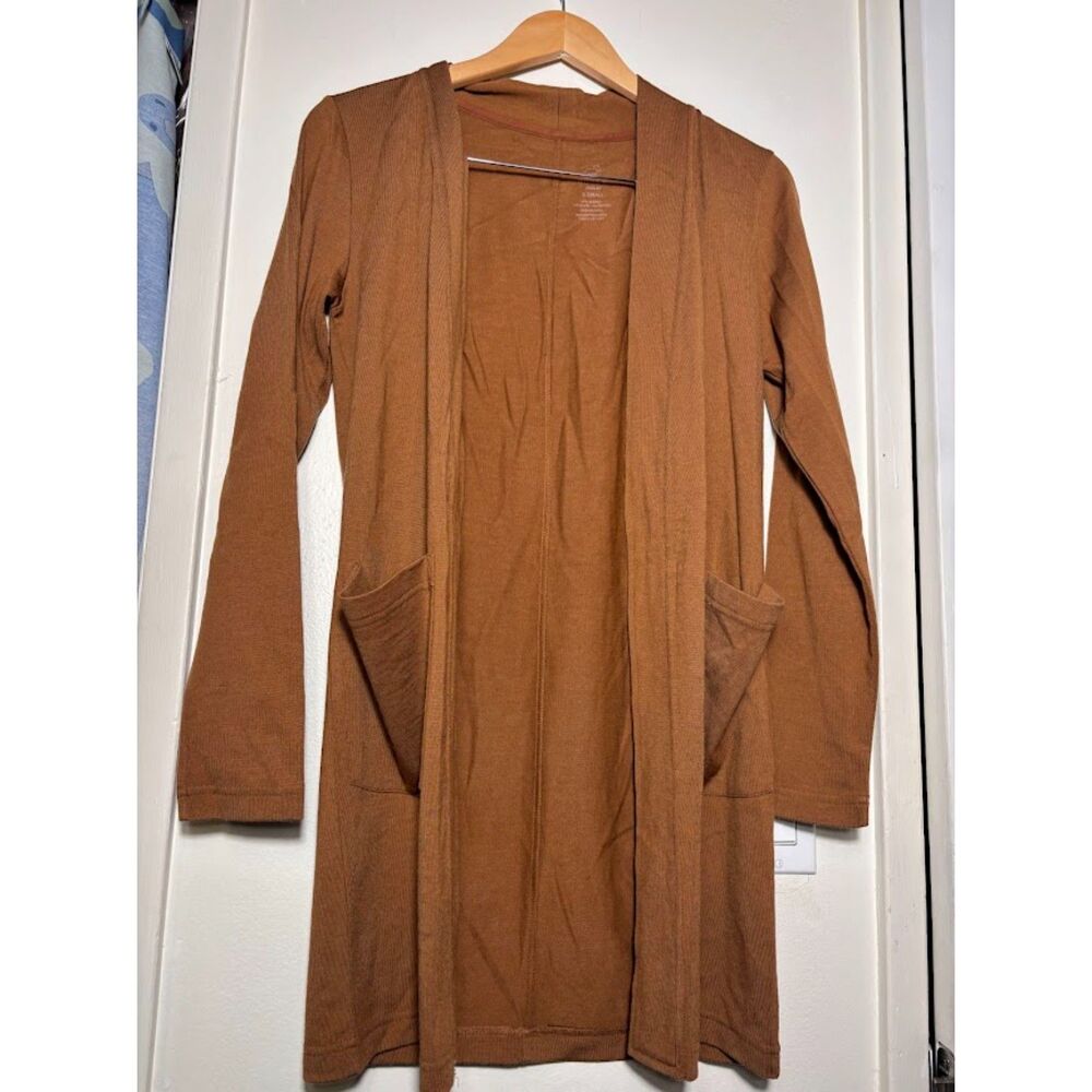 WoolX Paisley Cardigan Sweater Caramel XS Lightweight Merino Wool All Season - Picture 3 of 5